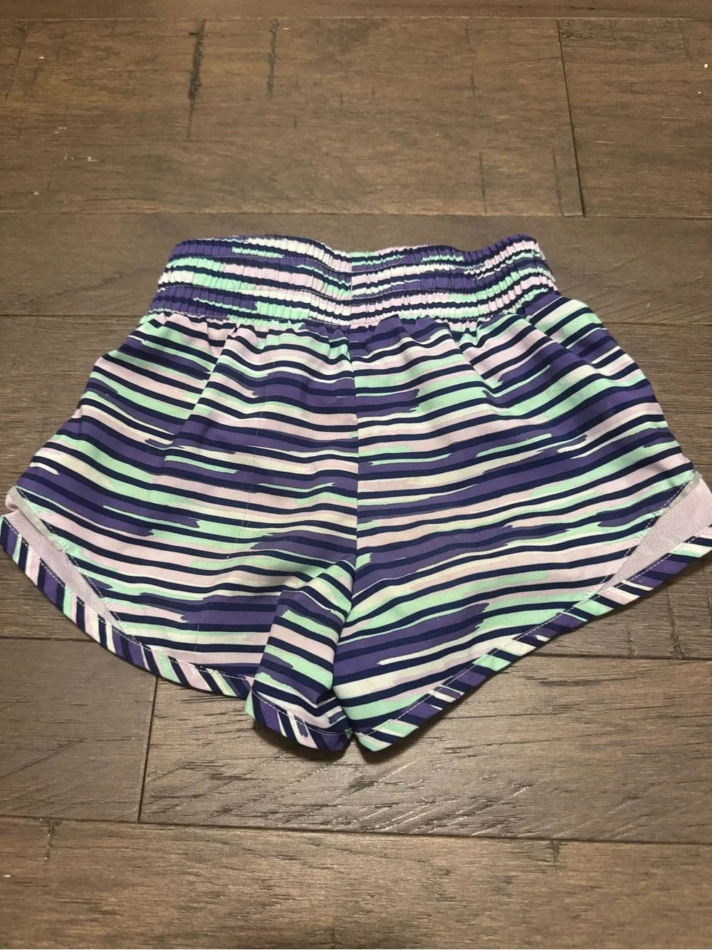 Athletic Works Striped Girl’s Athletic Shorts in Purple, Mint & Light Pink